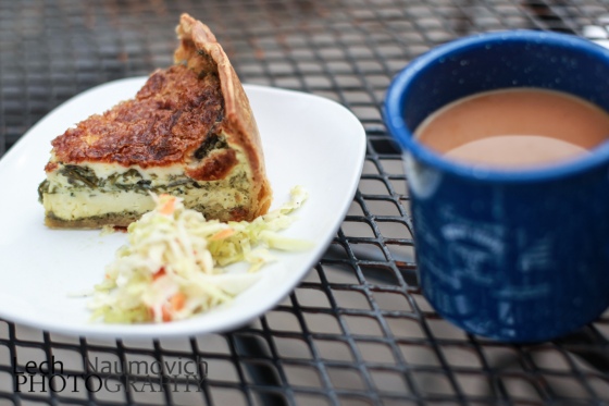 An Amazing breakfast from the Goodlife Cafe & Bakery - Quiche, slaw, coffee - and bread pudding too!